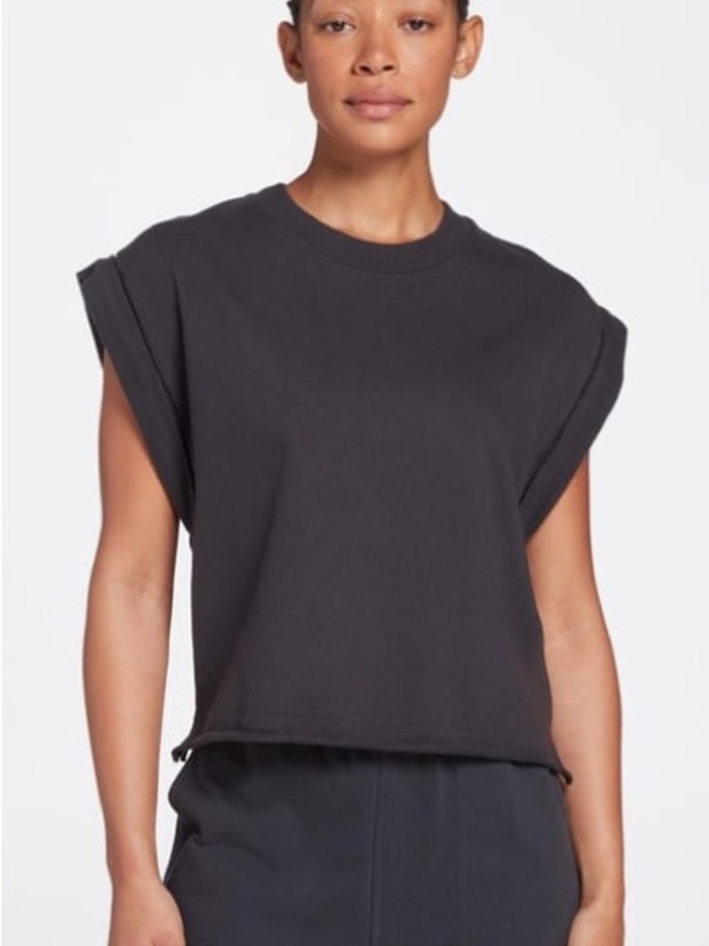 Calia extended shoulder sleeveless top black 1